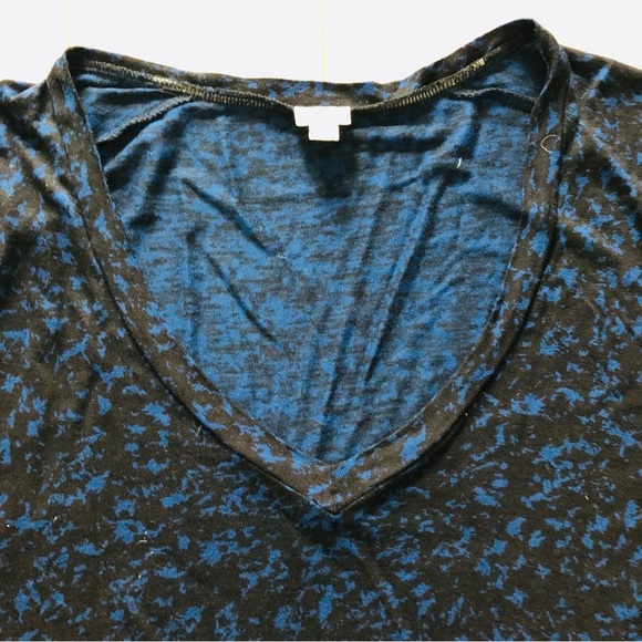 Wilfred Side Slit Round Hem Rayon Top in Dark Blue & Black - Picture 7 of 11